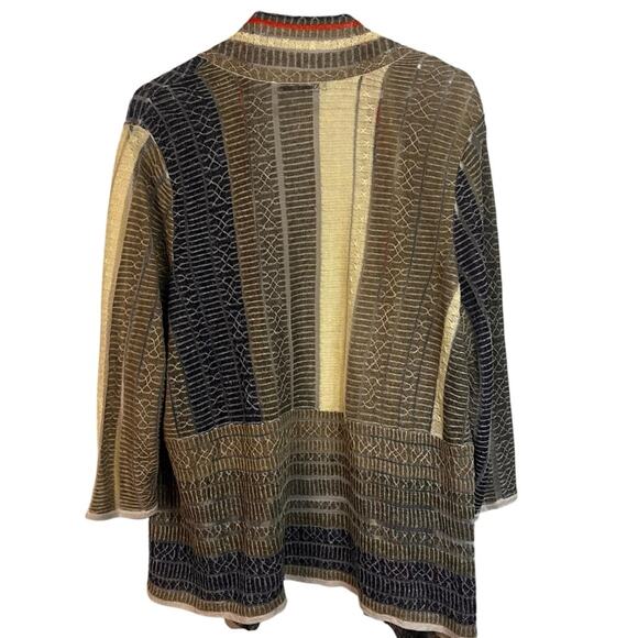 Nic+Zoe 70% linen | women’s 1X | lightweight multicolored lacey stripe cardigan - Picture 2 of 10